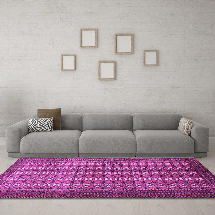 Machine Washable Persian Purple Traditional Area Rugs in a Living Room, wshtr1765pur