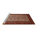 Sideview of Machine Washable Traditional Orange Brown Rug, wshtr1766