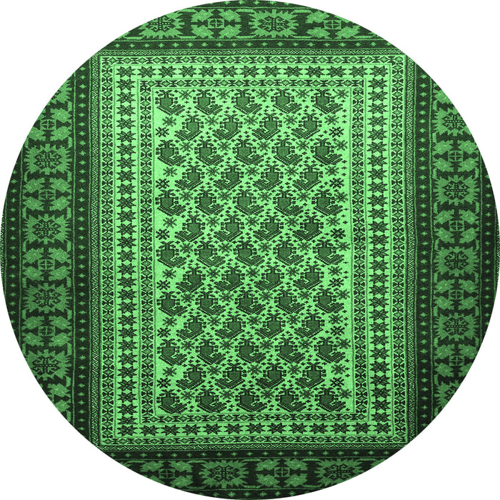 Round Persian Emerald Green Traditional Rug, tr1766emgrn