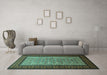 Machine Washable Persian Turquoise Traditional Area Rugs in a Living Room,, wshtr1766turq