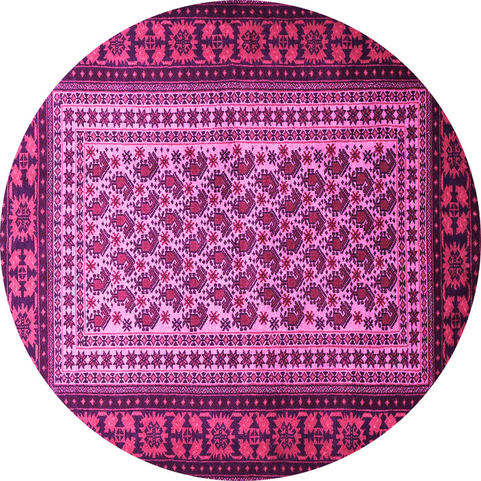 Round Machine Washable Persian Pink Traditional Rug, wshtr1766pnk