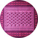 Round Machine Washable Persian Pink Traditional Rug, wshtr1766pnk