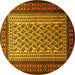 Round Machine Washable Persian Yellow Traditional Rug, wshtr1766yw