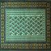 Square Machine Washable Persian Turquoise Traditional Area Rugs, wshtr1766turq