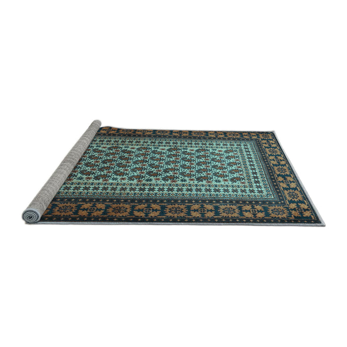 Sideview of Machine Washable Persian Light Blue Traditional Rug, wshtr1766lblu