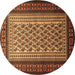 Round Persian Brown Traditional Rug, tr1766brn