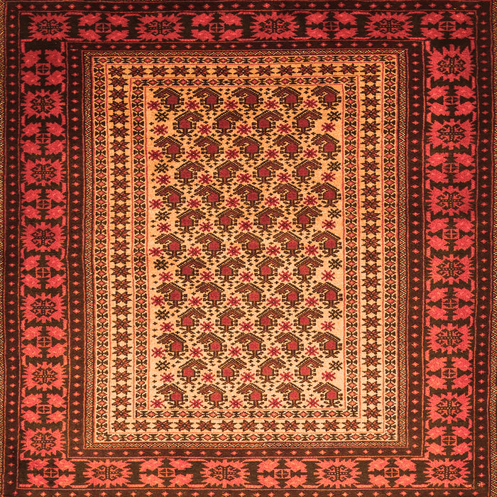 Round Machine Washable Persian Orange Traditional Area Rugs, wshtr1766org