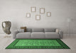 Machine Washable Persian Emerald Green Traditional Area Rugs in a Living Room,, wshtr1766emgrn