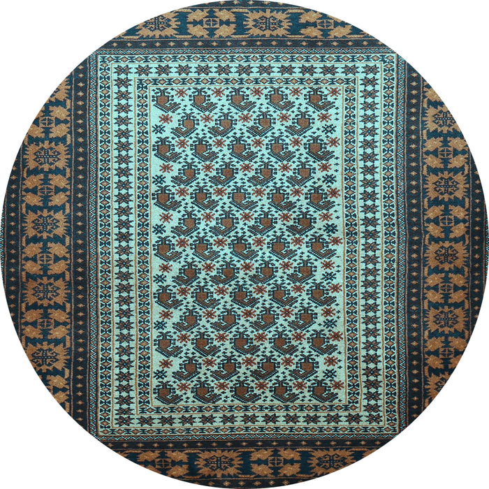 Round Persian Light Blue Traditional Rug, tr1766lblu