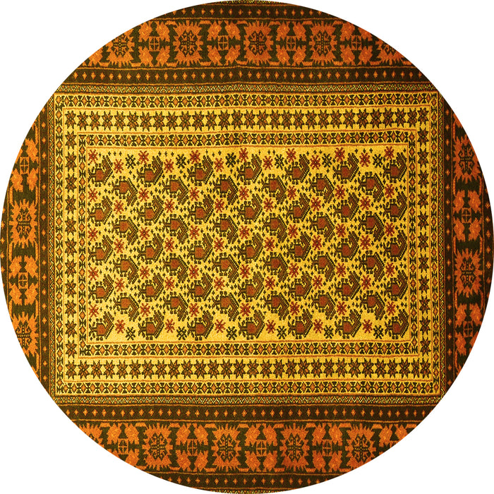 Round Persian Yellow Traditional Rug, tr1766yw