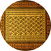 Round Persian Yellow Traditional Rug, tr1766yw