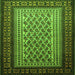 Round Machine Washable Persian Green Traditional Area Rugs, wshtr1766grn