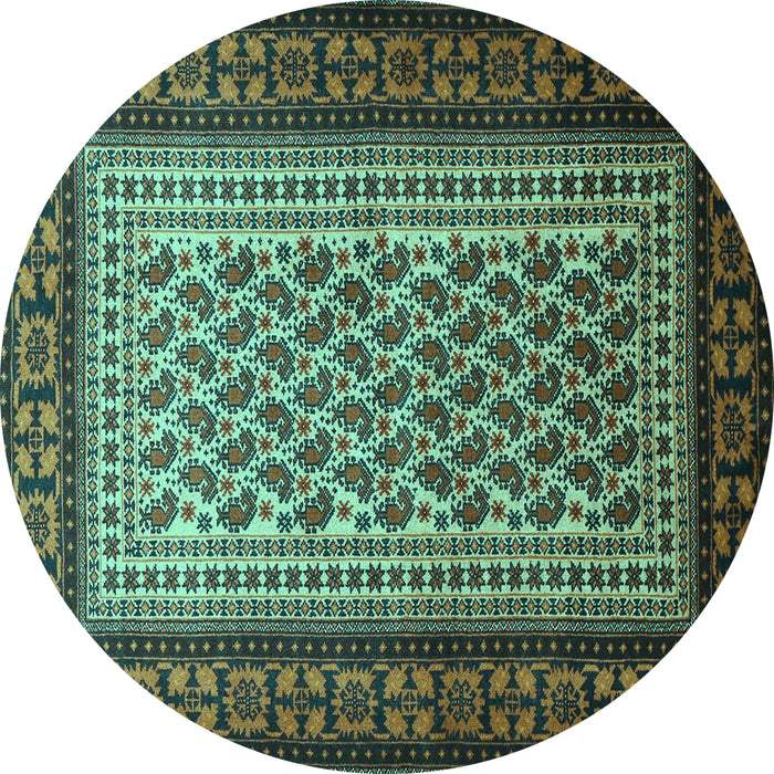 Round Machine Washable Persian Turquoise Traditional Area Rugs, wshtr1766turq