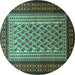 Round Machine Washable Persian Turquoise Traditional Area Rugs, wshtr1766turq