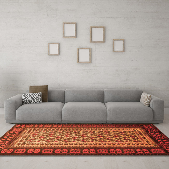 Machine Washable Persian Orange Traditional Area Rugs in a Living Room, wshtr1766org