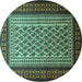 Round Persian Turquoise Traditional Rug, tr1766turq