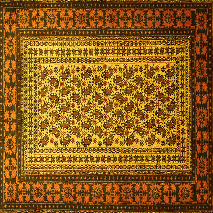 Square Machine Washable Persian Yellow Traditional Rug, wshtr1766yw