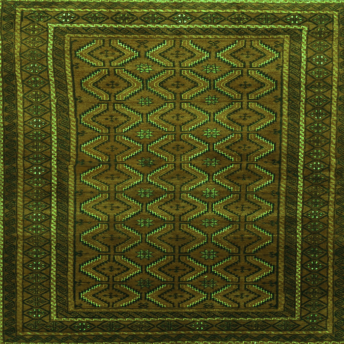 Round Machine Washable Southwestern Green Country Area Rugs, wshtr1767grn