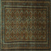 Square Southwestern Turquoise Country Rug, tr1767turq