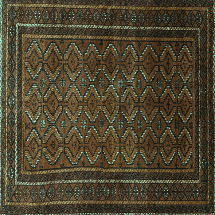 Square Machine Washable Southwestern Turquoise Country Area Rugs, wshtr1767turq