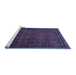 Sideview of Machine Washable Southwestern Blue Country Rug, wshtr1767blu