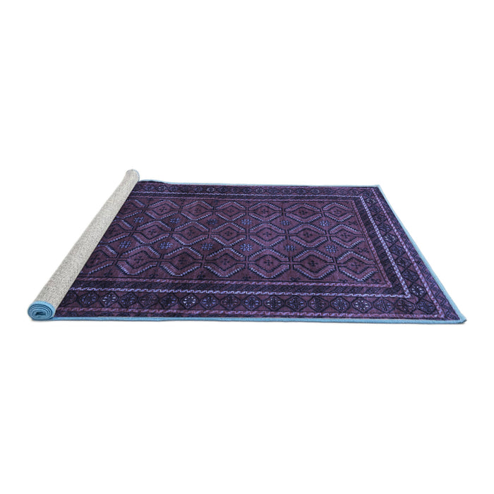 Sideview of Machine Washable Southwestern Blue Country Rug, wshtr1767blu
