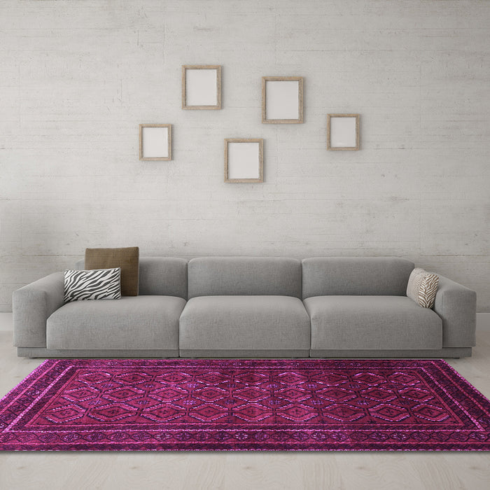 Machine Washable Southwestern Purple Country Area Rugs in a Living Room, wshtr1767pur