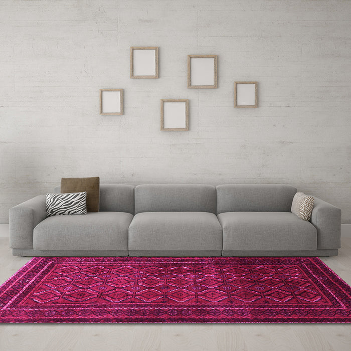 Machine Washable Southwestern Pink Country Rug in a Living Room, wshtr1767pnk