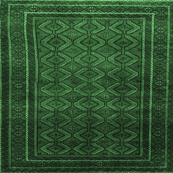 Square Machine Washable Southwestern Emerald Green Country Area Rugs, wshtr1767emgrn