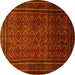 Round Southwestern Yellow Country Rug, tr1767yw