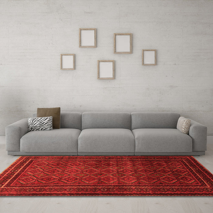 Machine Washable Southwestern Orange Country Area Rugs in a Living Room, wshtr1767org