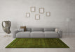 Machine Washable Southwestern Green Country Area Rugs in a Living Room,, wshtr1767grn