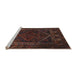 Sideview of Machine Washable Traditional Vermilion Red Rug, wshtr1768