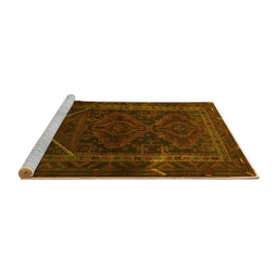 Sideview of Machine Washable Persian Yellow Traditional Rug, wshtr1768yw