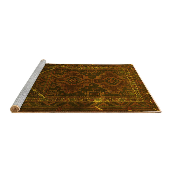 Sideview of Machine Washable Persian Yellow Traditional Rug, wshtr1768yw