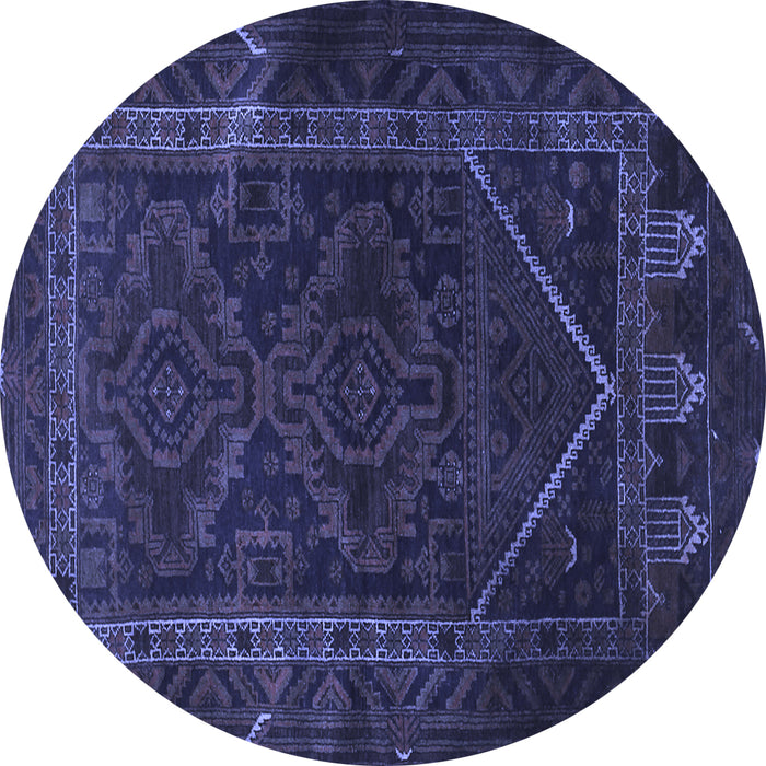 Round Persian Blue Traditional Rug, tr1768blu