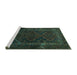 Sideview of Machine Washable Persian Turquoise Traditional Area Rugs, wshtr1768turq