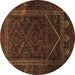 Round Machine Washable Persian Brown Traditional Rug, wshtr1768brn