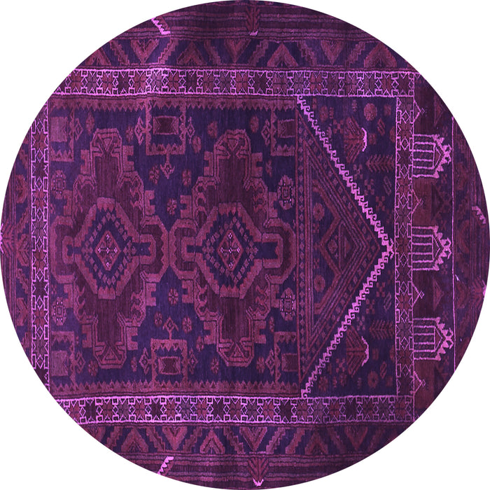 Round Machine Washable Persian Purple Traditional Area Rugs, wshtr1768pur