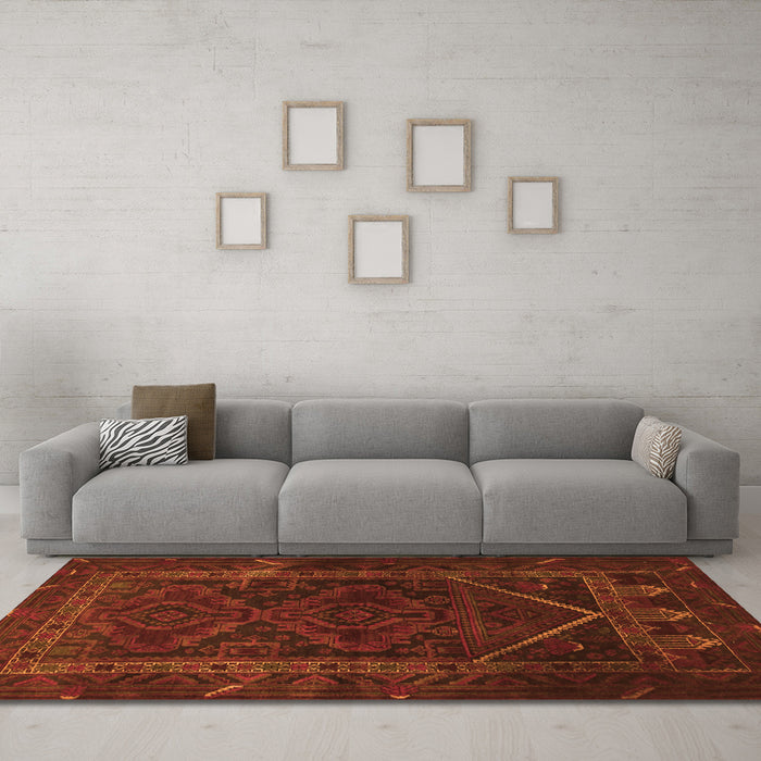 Machine Washable Persian Orange Traditional Area Rugs in a Living Room, wshtr1768org