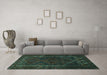 Machine Washable Persian Turquoise Traditional Area Rugs in a Living Room,, wshtr1768turq