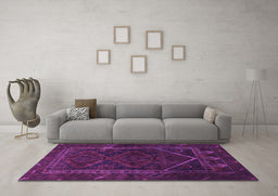 Machine Washable Persian Purple Traditional Area Rugs in a Living Room, wshtr1768pur