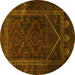 Round Persian Yellow Traditional Rug, tr1768yw
