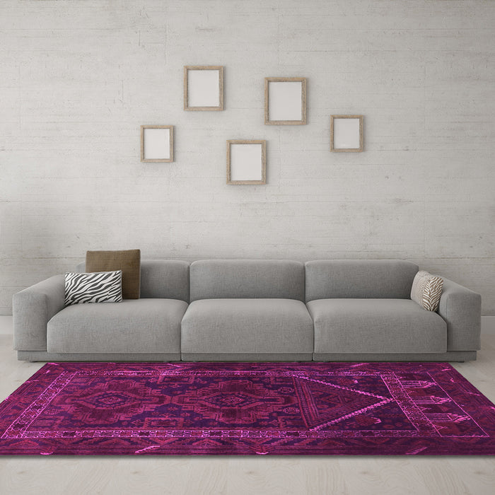 Machine Washable Persian Pink Traditional Rug in a Living Room, wshtr1768pnk