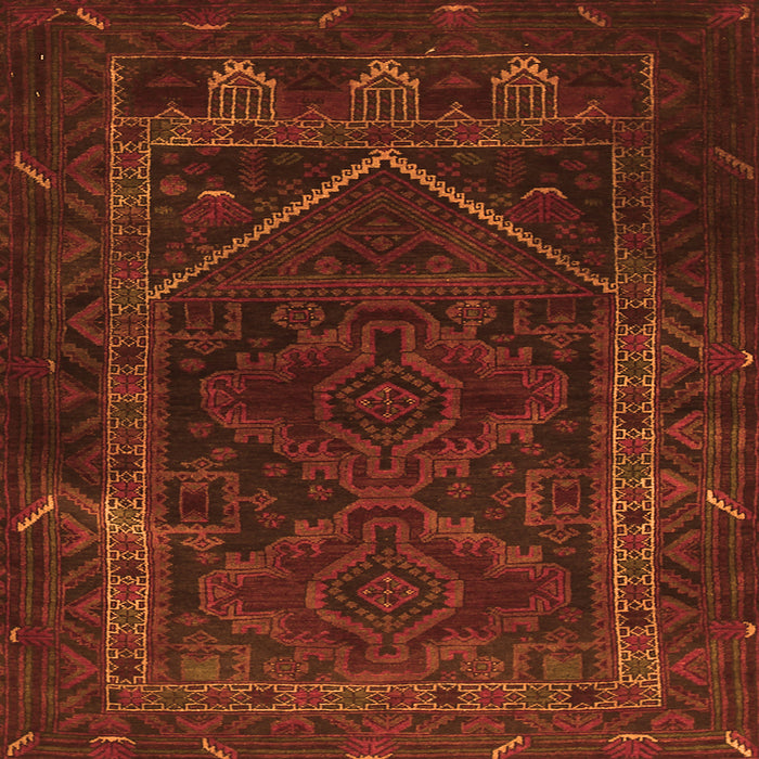 Round Machine Washable Persian Orange Traditional Area Rugs, wshtr1768org