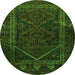 Square Persian Green Traditional Rug, tr1768grn