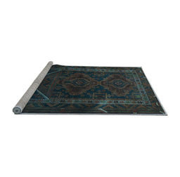 Sideview of Machine Washable Persian Light Blue Traditional Rug, wshtr1768lblu