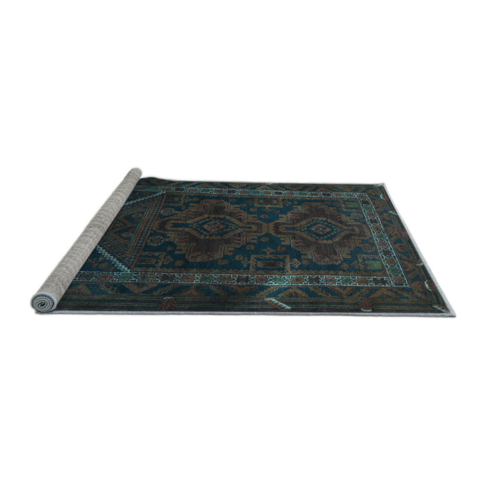 Sideview of Machine Washable Persian Light Blue Traditional Rug, wshtr1768lblu