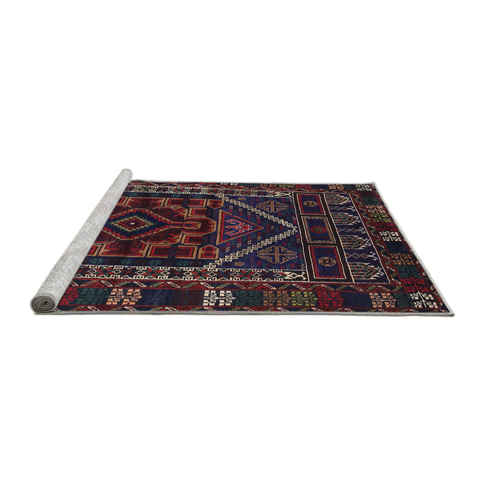 Sideview of Machine Washable Traditional Dark Scarlet Red Rug, wshtr1769
