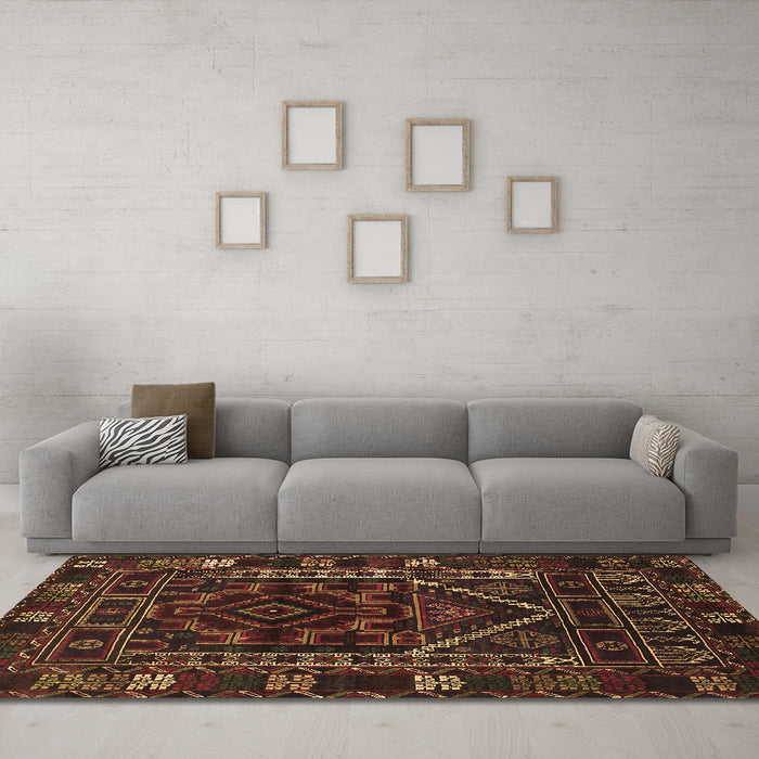 Machine Washable Persian Brown Traditional Rug in a Living Room,, wshtr1769brn